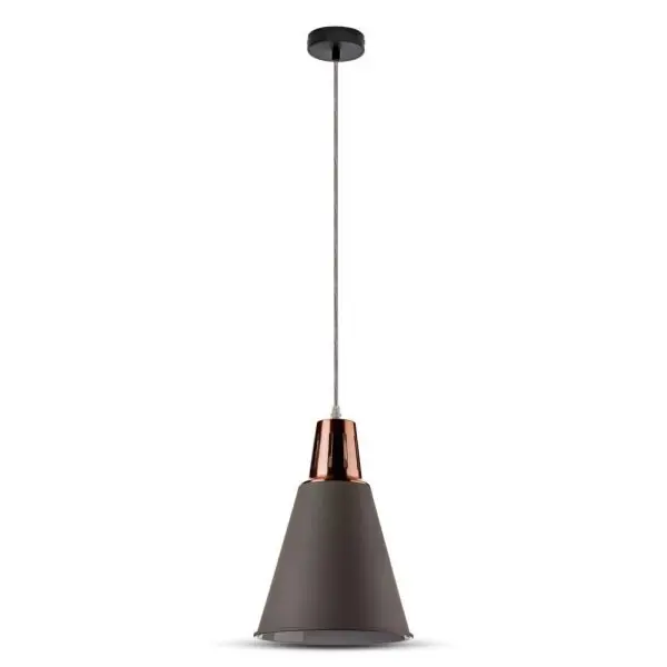 Suspension intérieur E27 cuivre et abat jour gris