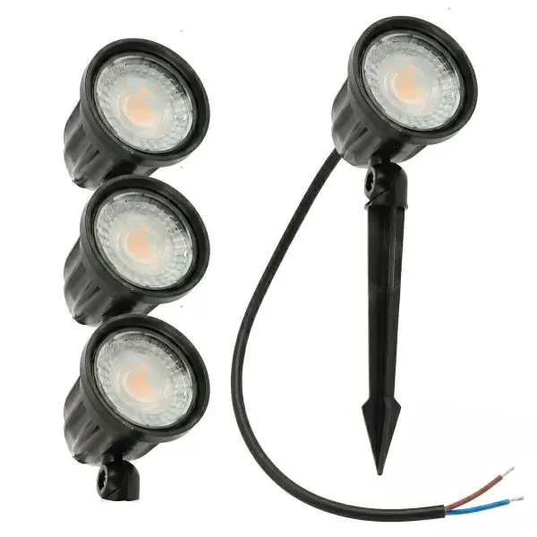 Lot de 4 Spots Piquets jardin MIRA 7W Eq 70W Extérieur IP65 Blanc chaud 3000K