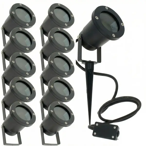 Lot de 10 Spots Extérieurs à Piquet pour LED GU10 Éclairage de Jardin