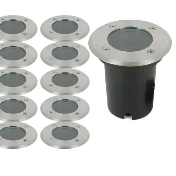 Lot de 10 Spots Encastrable de sol CANYON INOX 304 GU10 IP67