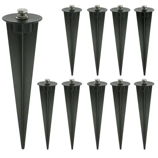 Lot de 10 Piquets métallique de fixation noir pour spot ou projecteur