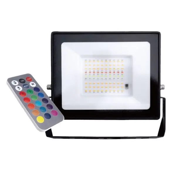 Projecteur LED 50W RGB + Blanc chaud avec télécommande IP65