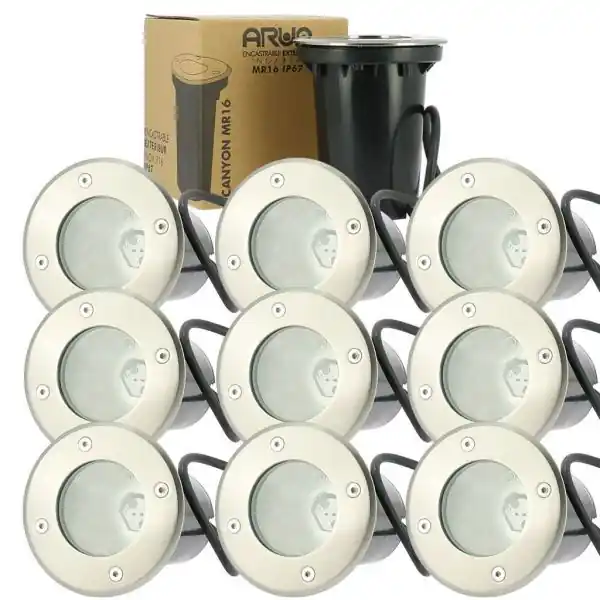 10 Spots Encastrable de sol IP67 12V Basse tension CANYON MR16 GU5.3