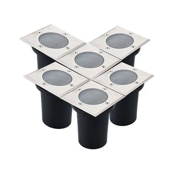 Lot de 6 Spots Encastrables IP67 CANYON Carré de sol INOX 304 GU10