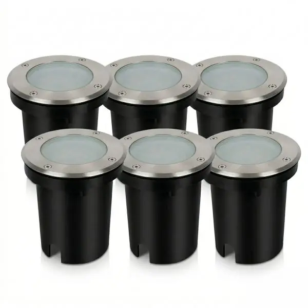 Lot de 6 spot encastrables de sol GU10 Orientable IP67 CANYON Asymetric INOX