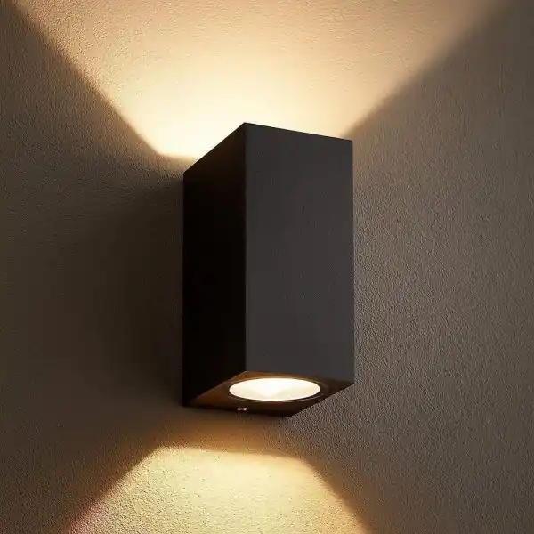 Applique MANATHAN Noire extérieure Rectangulaire  double faisceau GU10 IP54