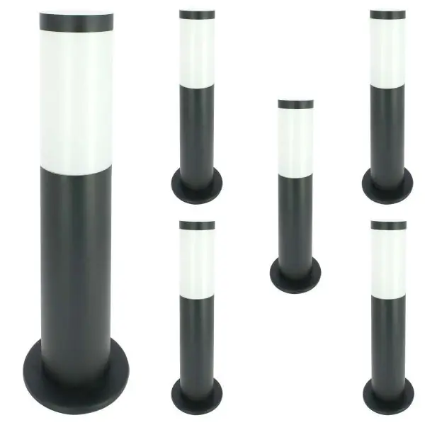 Lot de 6 Bornes extérieures E27 anthracite VALENTE hauteur 45cm