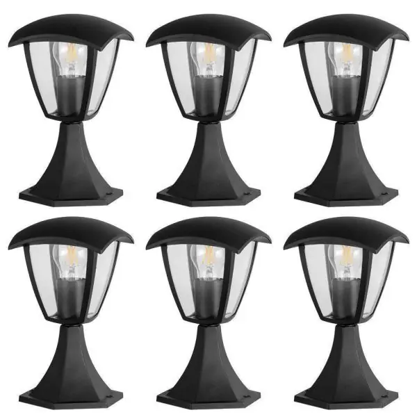 Lot de 6 Bornes extérieur ALICANTE pour jardin Noir Culot E27
