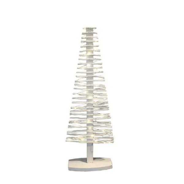 Arbre bois blanc micro LED Blanc chaud + 10 LED Flash blanc pur 1m