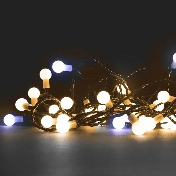 Guirlande Cherrylight LED Blanc Chaud - Flash Blanc Pur 64 LED Billes - 8 Mètres