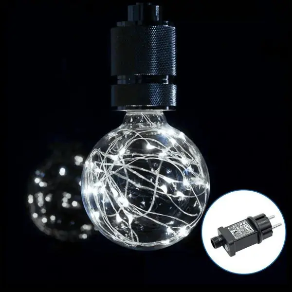Guirlande avec 10 ampoules Micro LED Blanc froid Intérieur Extérieur IP44 8m