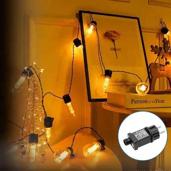 Guirlande 10 ampoules LED Blanc chaud IP44 Intérieur Extérieur 8m