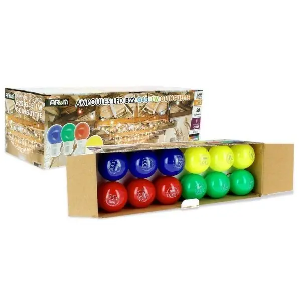 Lot de 12 Ampoules B22 Panaché Guirlande guinguette extérieur