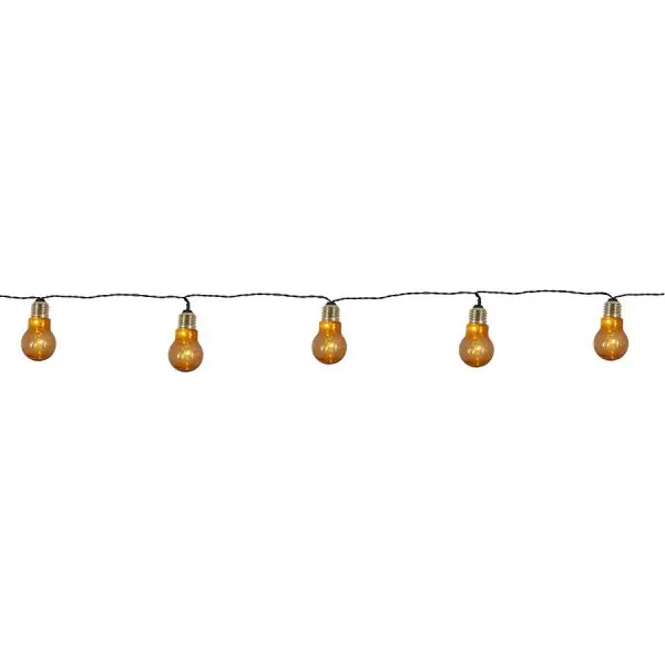 Guirlande déco LED 5 ampoules ambrées sur piles