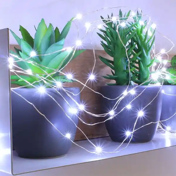 Guirlande branchage micro led blanc pur pilotable avec télécommande