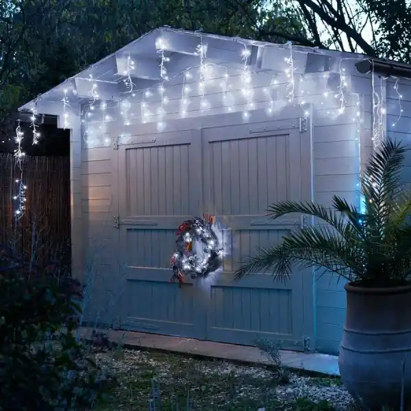 Rideau extérieur LED flicker 5mx1.5m Blanc Froid Effet Digital