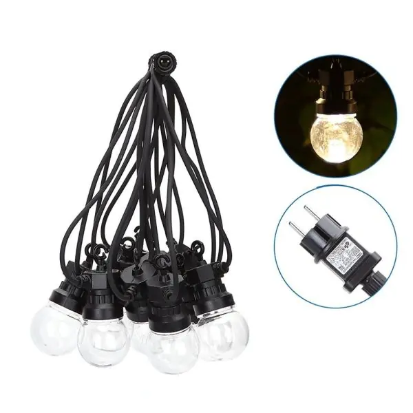 Guirlande guinguette 10 Globes LED Blanc chaud 8 mètres