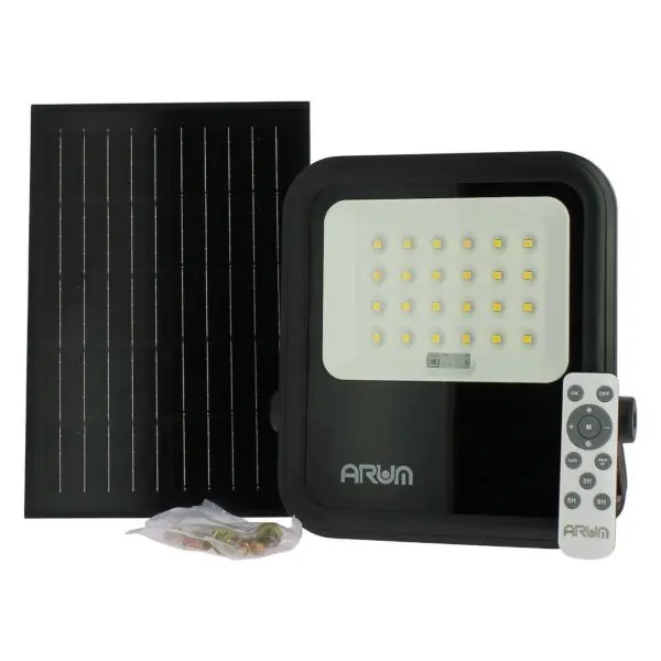 Projecteur solaire extérieur 100w FERNANDO 900 Lumens IP65 4000K avec Panneau Solaire et Télécommande