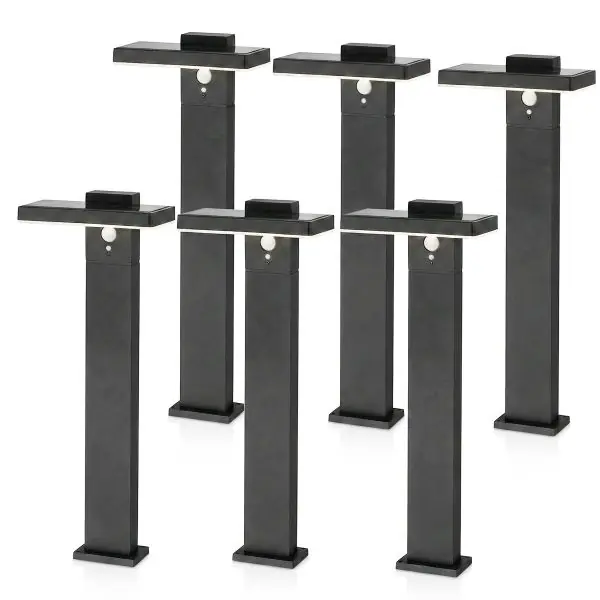 Lot de 6 bornes solaires ESTRELLA avec détecteur de mouvements 600 lumens H50cm