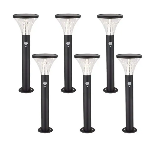 Lot de 6 Bornes Solaires BENIDORM puissante avec détecteur 3 modes - H50cm