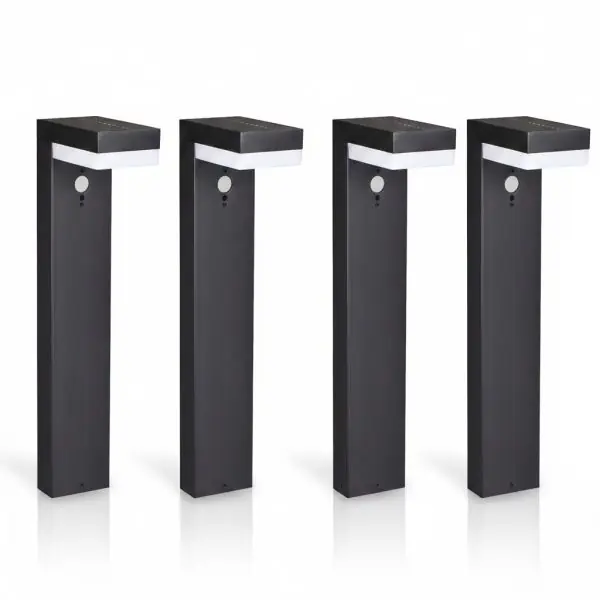 Pack de 4 Bornes Solaires LED MARIA Equi 80W - 1000 Lumens Blanc chaud - Détecteur de Mouvement