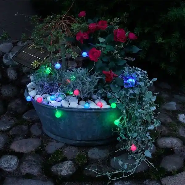 Guirlande LED solaire extérieur bille multicolore