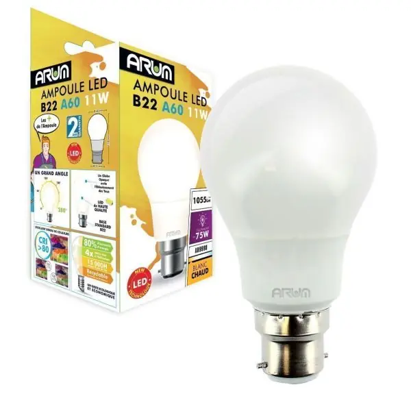 Ampoule LED B22 11W 2700K Equivalent 75W