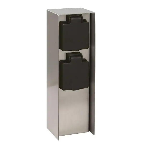 Borne Électrique de Jardin 2 Prises INOX CENAC IP44 - Hauteur 23cm