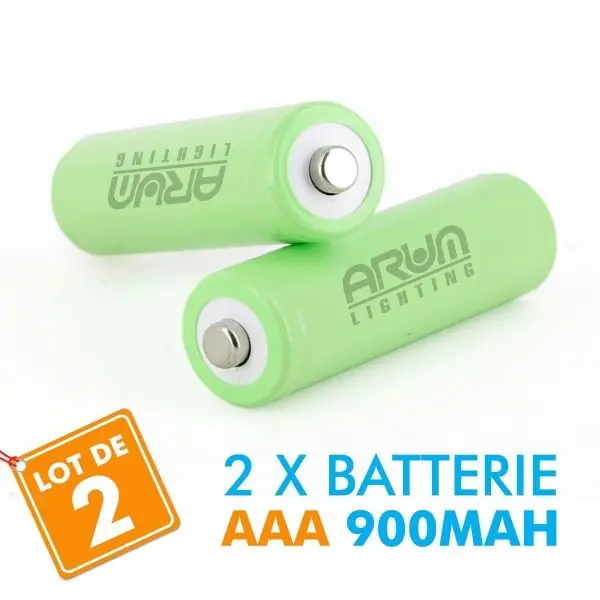 2 batteries piles solaire rechargeables LR3 AAA - Ni-MH 900 mAh