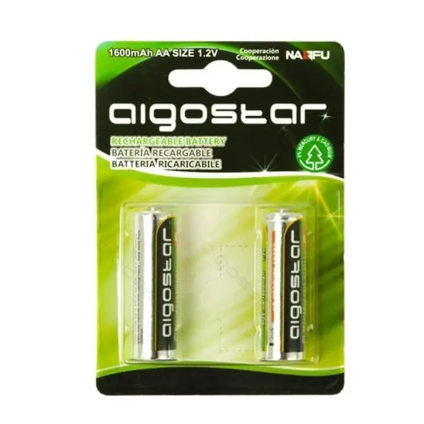 Lot de 2 Piles rechargeables AA LR06 1600mAh 1.2V