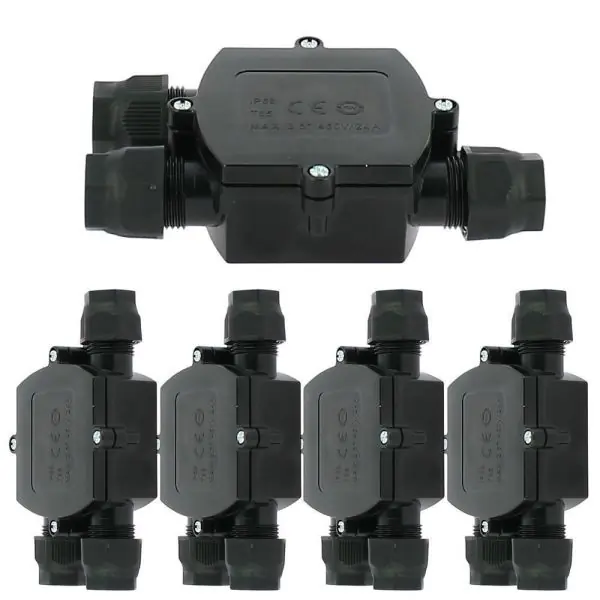 Lot de 5 Boitiers d’Interconnexion Étanches 3 Voies avec connecteur automatique IP68