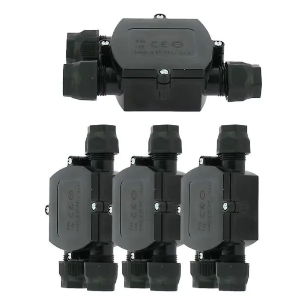 Lot de 4 Boitiers d’Interconnexion Étanches 3 Voies avec connecteur automatique IP68