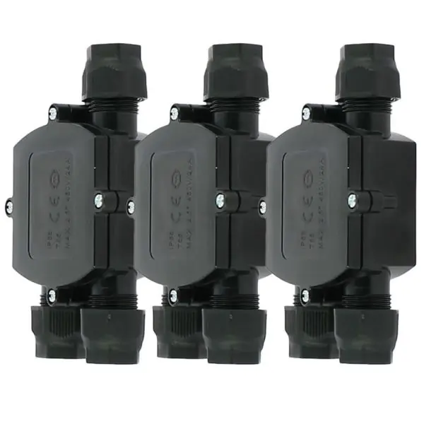 Lot de 3 Boitiers d’Interconnexion Étanches 3 Voies avec connecteur automatique IP68