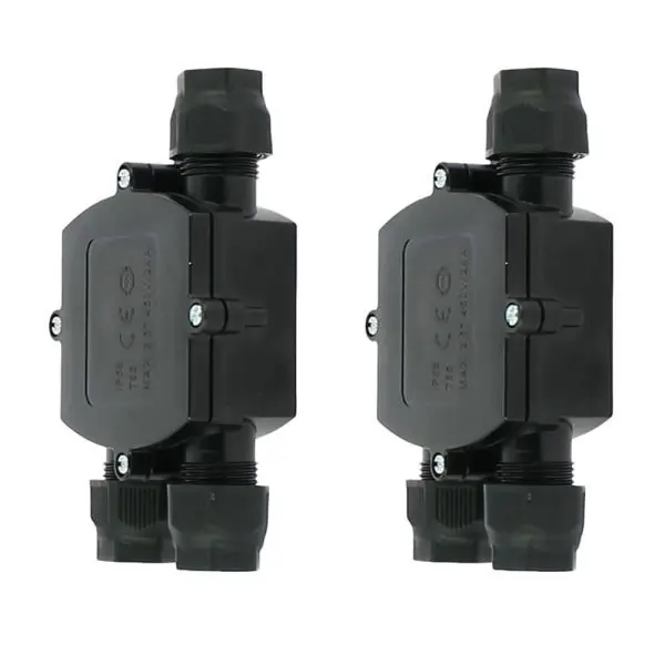 Lot de 2 Boitiers d’Interconnexion Étanches 3 Voies avec connecteur automatique IP68