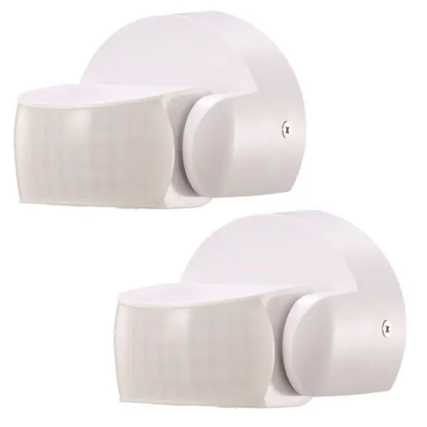 Lot de 2 Détecteurs de Mouvement Mural Infrarouge IP65 Blanc