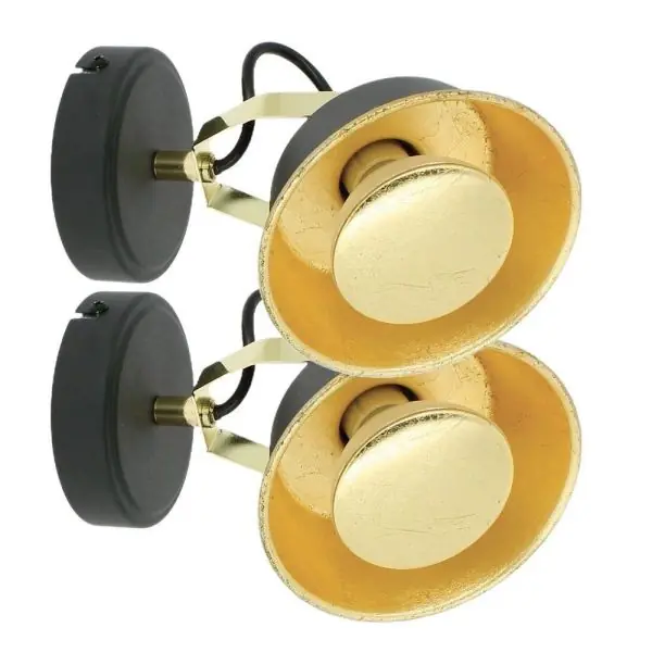 2 appliques murales RIDLEY Noir avec Ampoule GU10