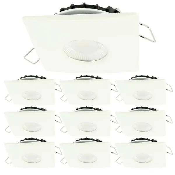 Lot de 10 Spots Encastrables LED 8W MILAN CCT IP65 IK07 Collerette Carrée Blanche avec Transformateur Dimmable
