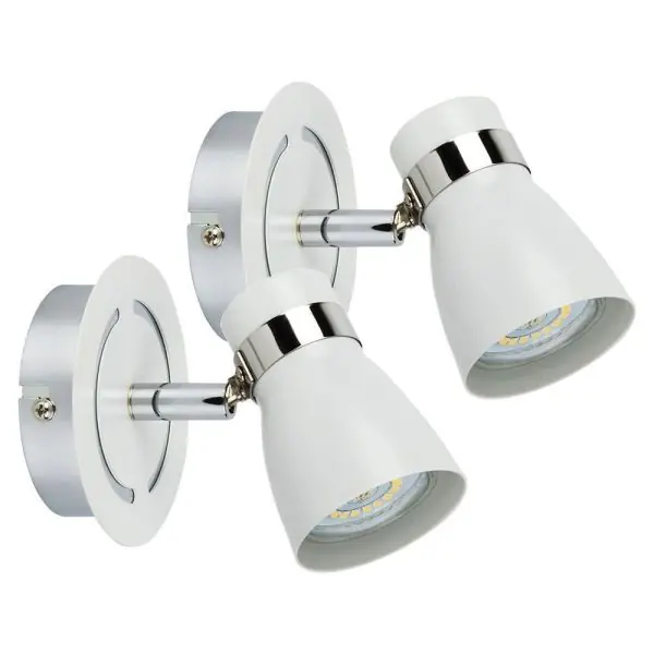 Lot de 2 appliques HAMPTON GU10 Blanc et Chrome