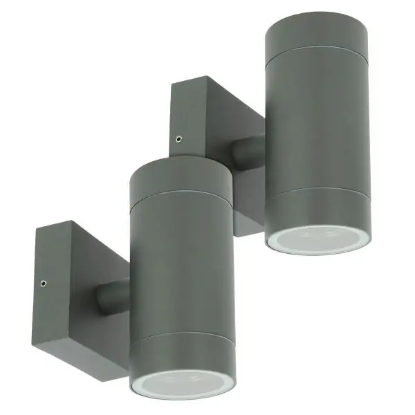 Lot de 2 Appliques VENICE Anthracite extérieure double faisceau GU10 IP54