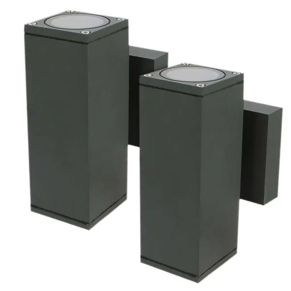 Lot de 2 Appliques VENICE carré Anthracite extérieure double faisceau GU10 IP54