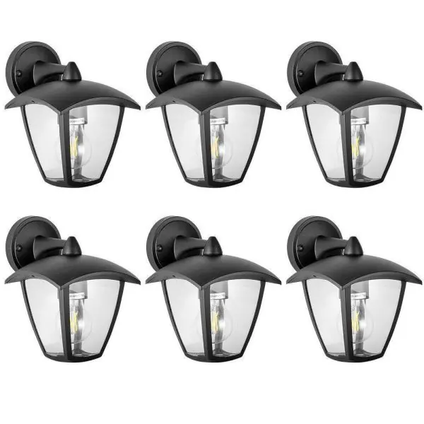 Lot de 6 Appliques murales ALICANTE extérieur métal pour jardin Noir E27