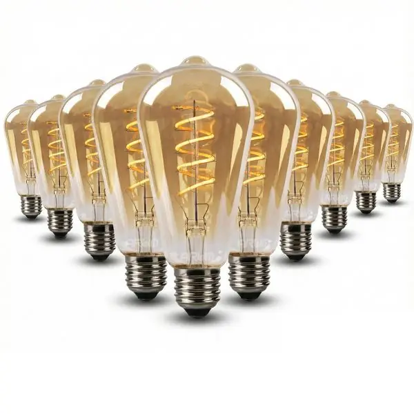Lot de 10 Ampoules LED E27 ST64 Ambrée Filament Déco Vintage