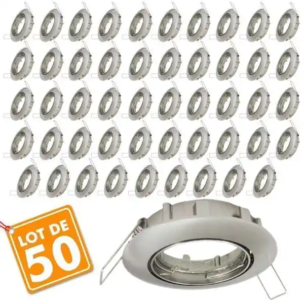 Lot de 50 supports encastrable orientable Acier Brossé D82