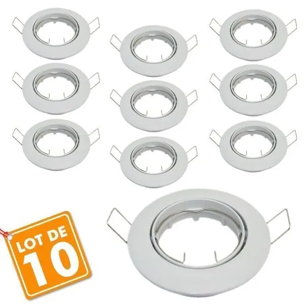 Lot de 10 supports encastrable orientable blanc D82
