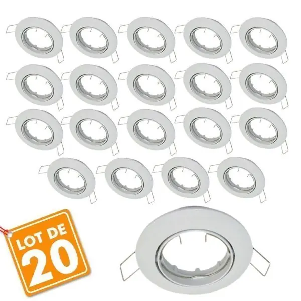 Lot de 20 supports encastrable orientable blanc D82