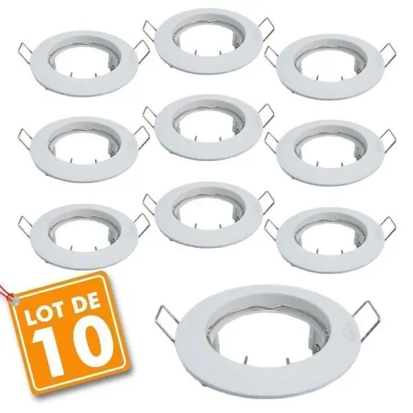 Lot de 10 supports encastrable fixe blanc D78