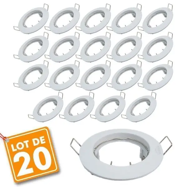 Lot de 20 supports encastrable fixe blanc D78