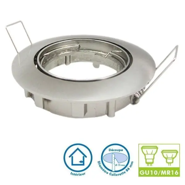 Support spot LED orientable Acier brossé D82
