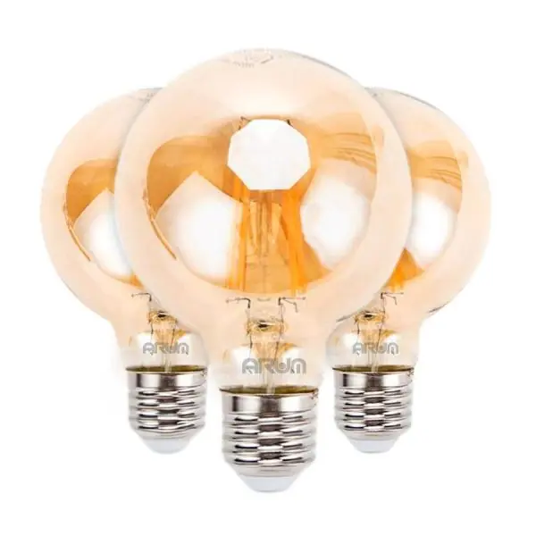 Lot de 3 Ampoules LED E27 G80 Ambrée Filament 6W
