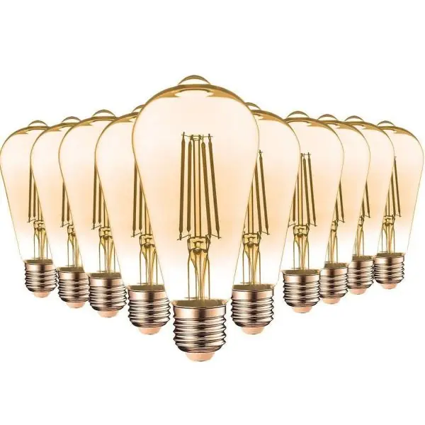 Lot de 10 ampoules E27 4W ST64 Filament ambré